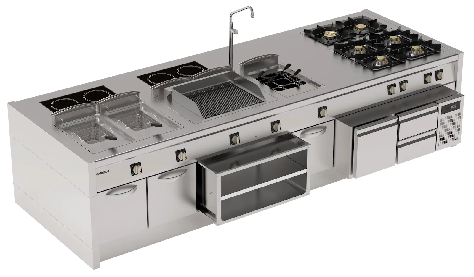 Composición modular desmontada de una cocina Dómino